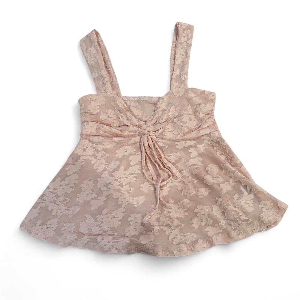 SHEIN pink floral lace babydoll cami top